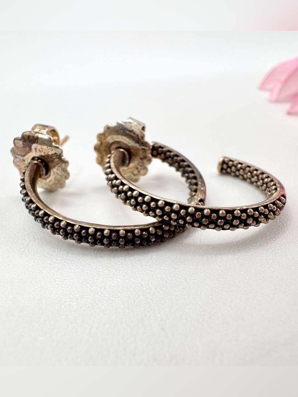 Lagos Caviar Hoop Earrings Inside Out Signed With Original Earring Backs Luxury